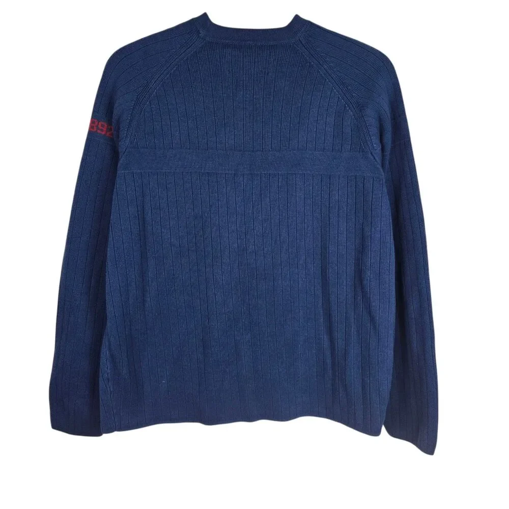 Vtg Abercrombie and Fitch A-1892 Sweater Men's XL Blue Ribbed Crew Neck Preppy